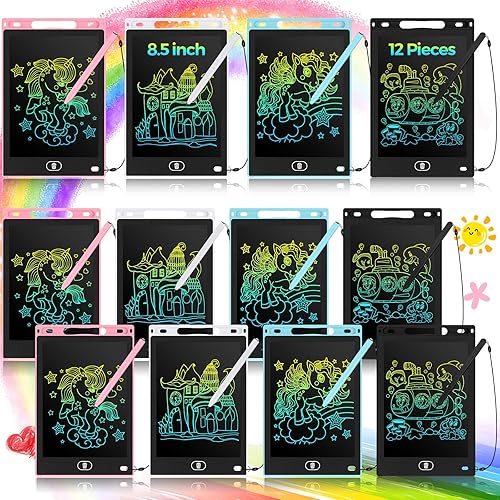 Tinlade Paquete de 12 tabletas de escritura LCD para niños, tableros de dibujo electrónicos portátiles borrables de 8.5 pulgadas, juguetes de