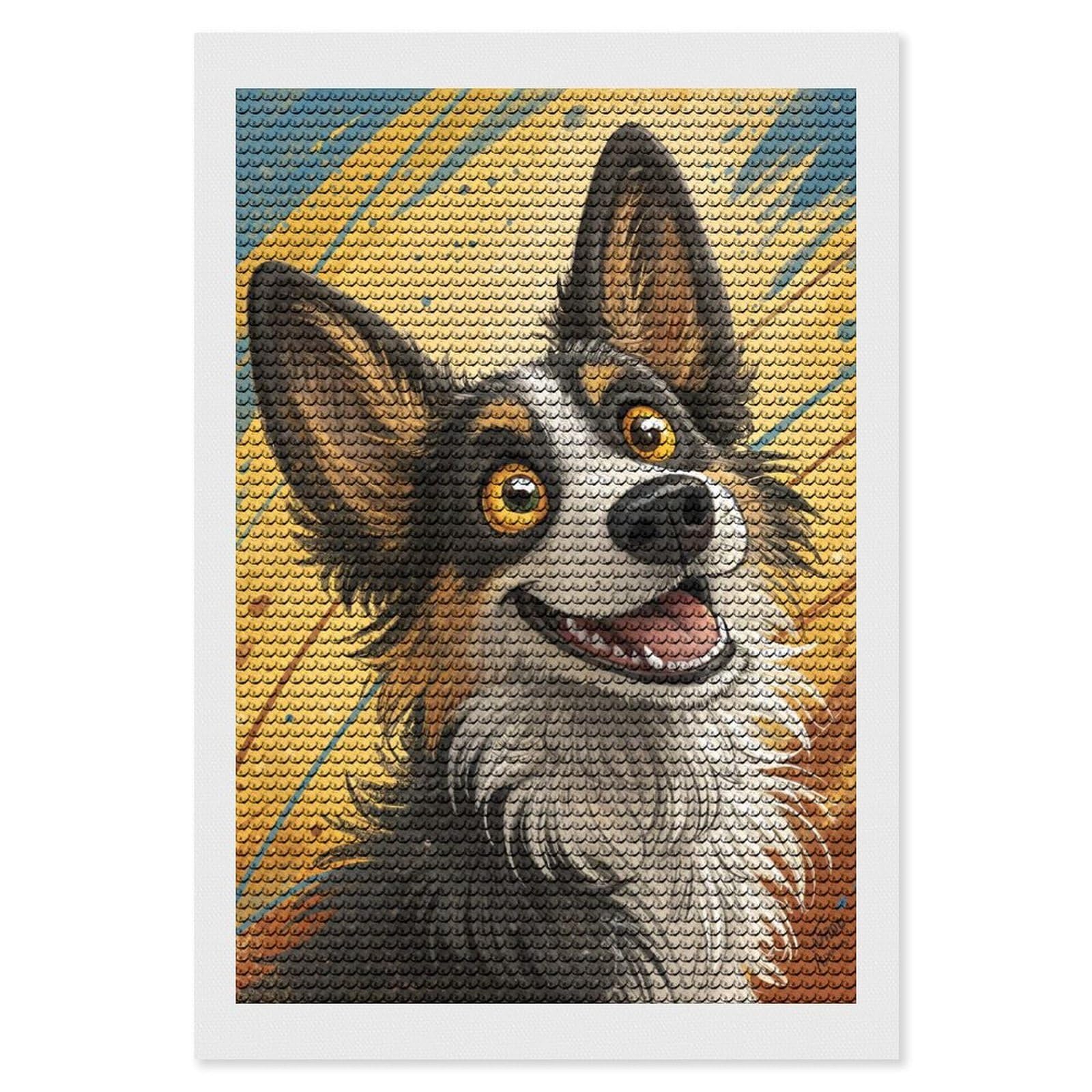 Junmoney Happy Dog Portrait Diamond Painting Set 8"x12", Holiday Gift Idea, for Creative Relaxation, Fun Craft Experience, Vintage Style Decor