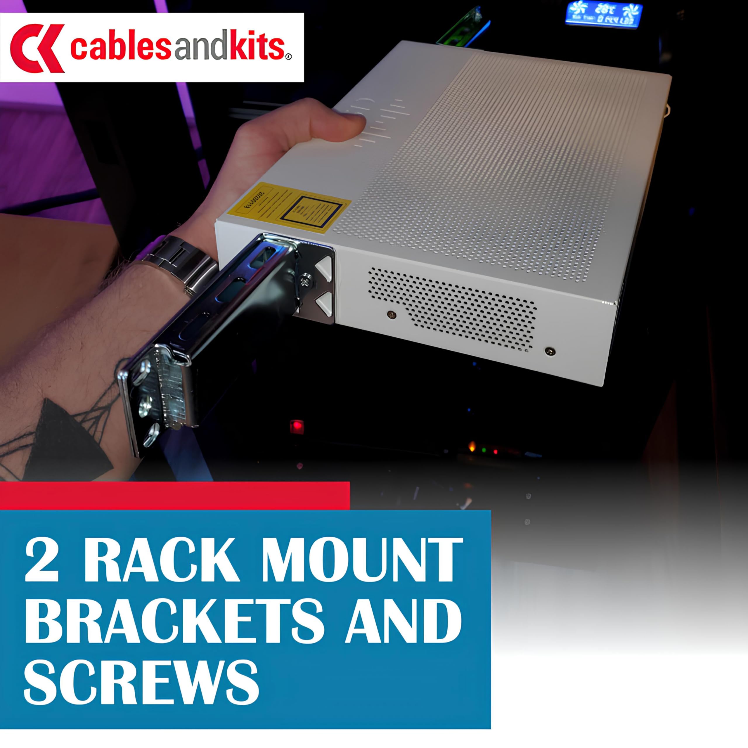 CablesAndKits RCKMNT-19-CMPCT= Rack-Montage-Kit für Cisco 3560/2960 CX | Passend für Cisco Catalyst 3560/2960, CX-Serie und 9200CX-Kompaktschalter; inklusive 2 Metall-Rack-Halterungen und Schrauben
