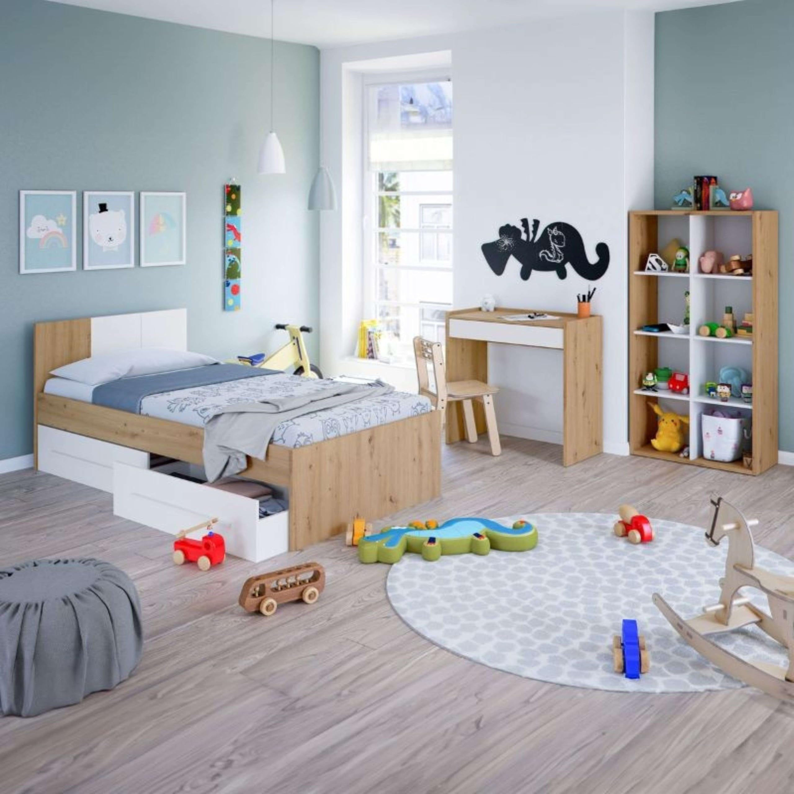 Miroytengo Pack 3 Muebles Juveniles Noa en Color Roble Nodi y Blanco Artik