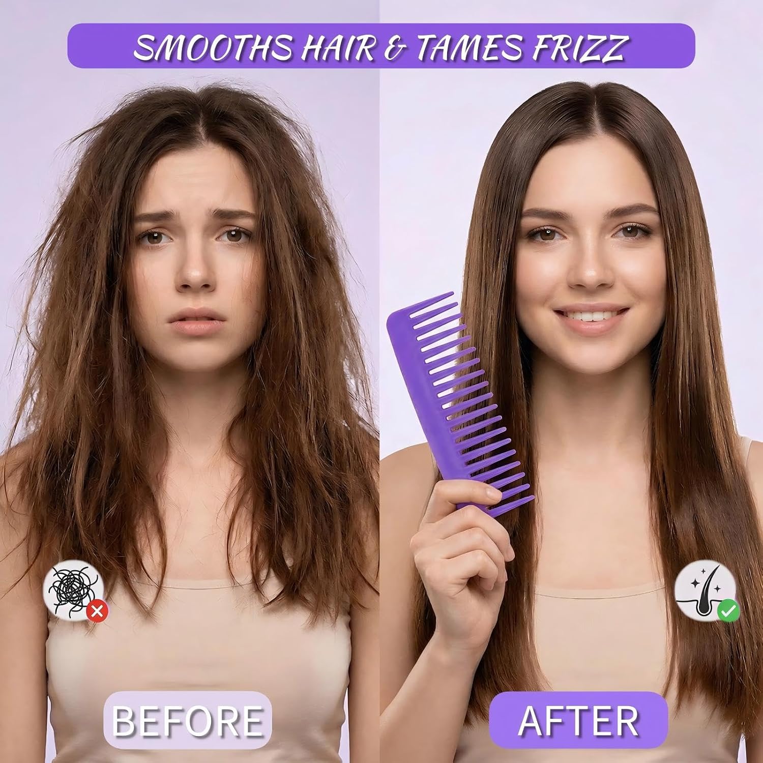 100 PCS Wide Tooth Comb Bulk, 6 Inch Large No Handle Tooth Combs, Plastic Hair Detangling Comb for Curly, Wet, Dry, Thick Hair, Portable Styling Shampoo Combs for Travel, Man, Woman, 5 Colors