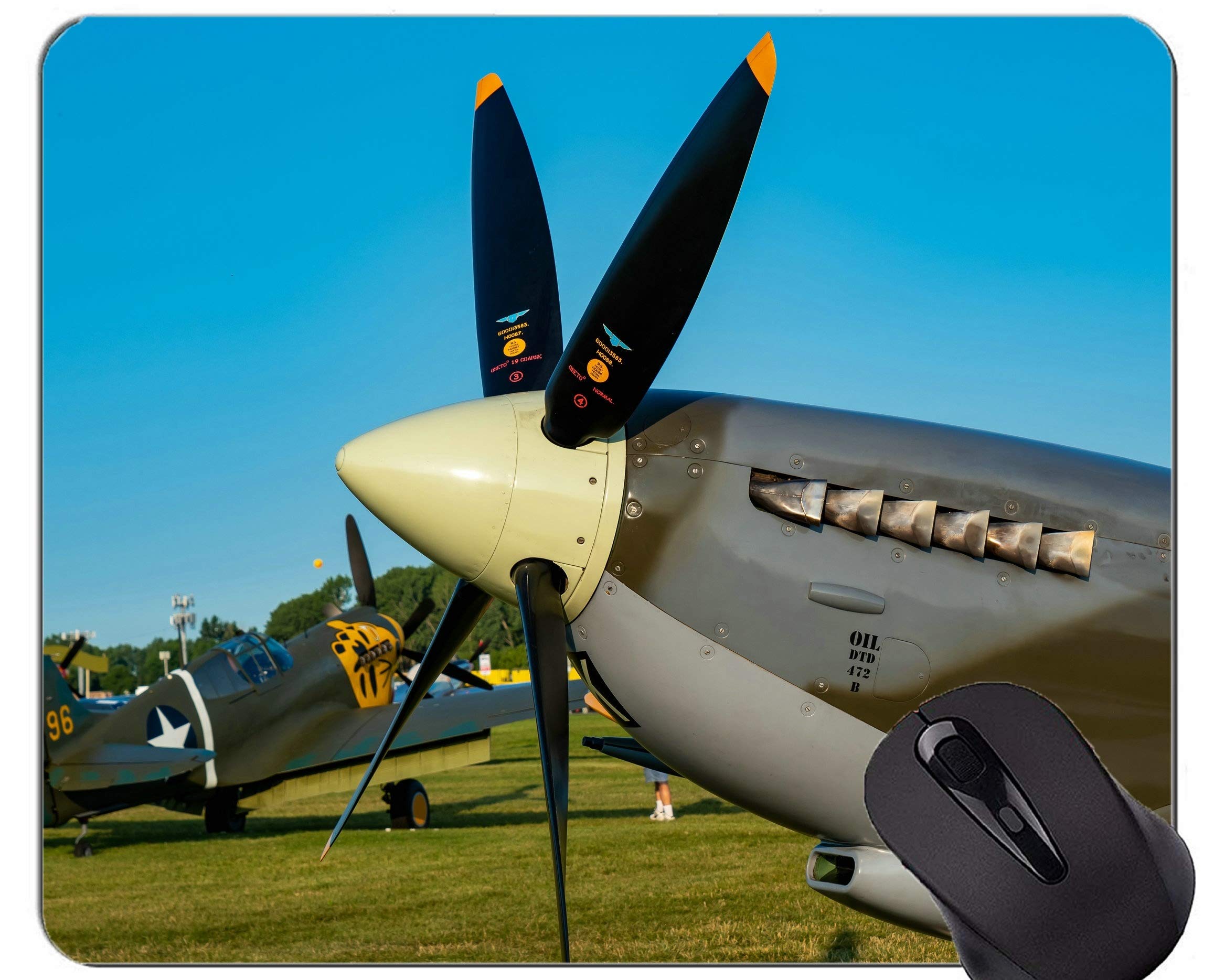 YENDOSTEENMouse Pad with Stitched Edge,Aviation classic wings war Non-Slip Rubber Base Mousepad
