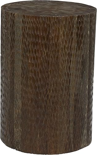 Miniatura 4 de Deco 79 Mesa auxiliar de madera de teca, mesa auxiliar tallada intrincadamente, mesa auxiliar de 12 x 12 x 18 pulgadas, marrón oscuro