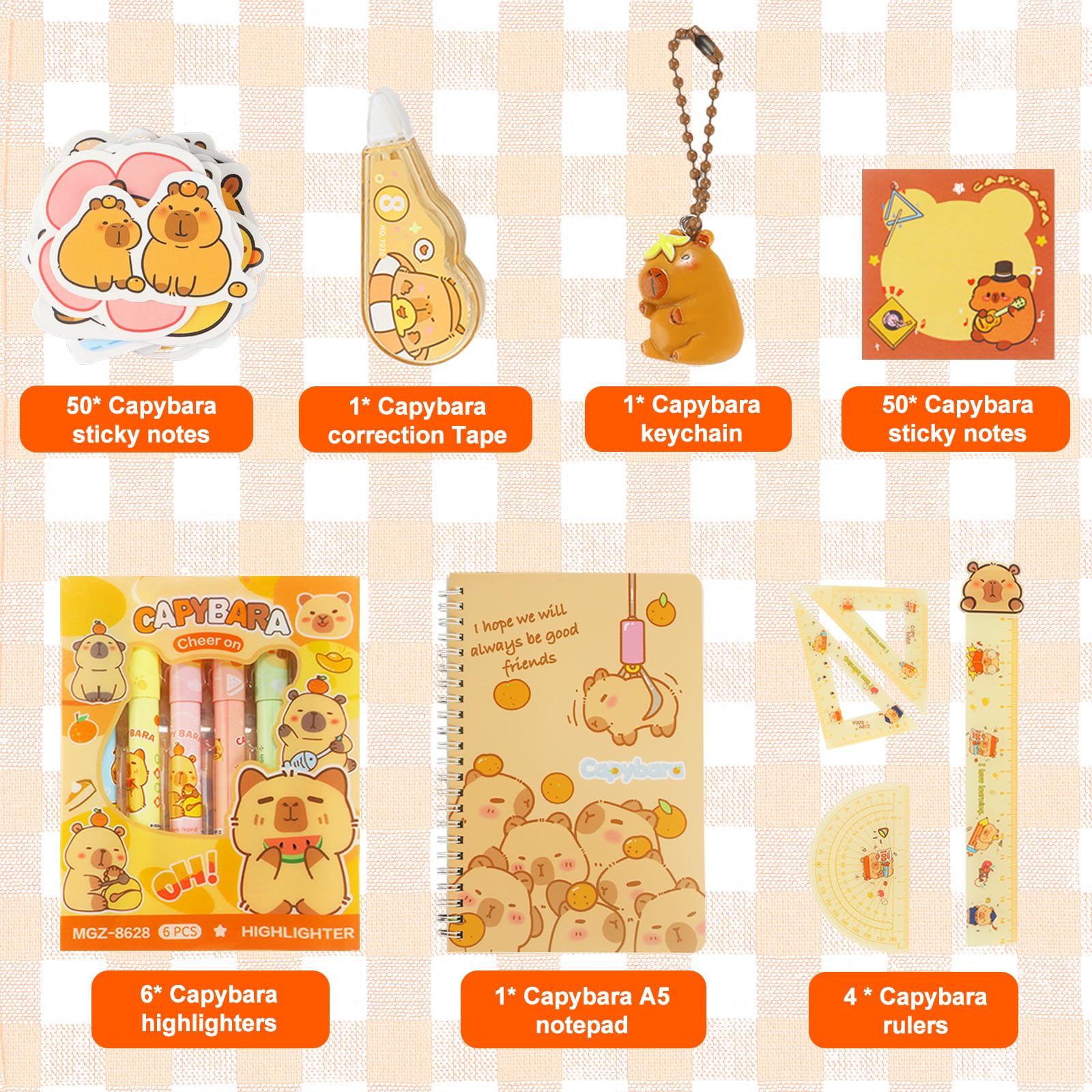 102 Pack Capybara Stationery Set - Large Capacity Capybara Pencil Case With Eraser, Ruler, Clips, Ballpoint Pens And Other Tools, Cute Capybara Kids Gifts,Suitable For Office School Boys And Girls - Image 3