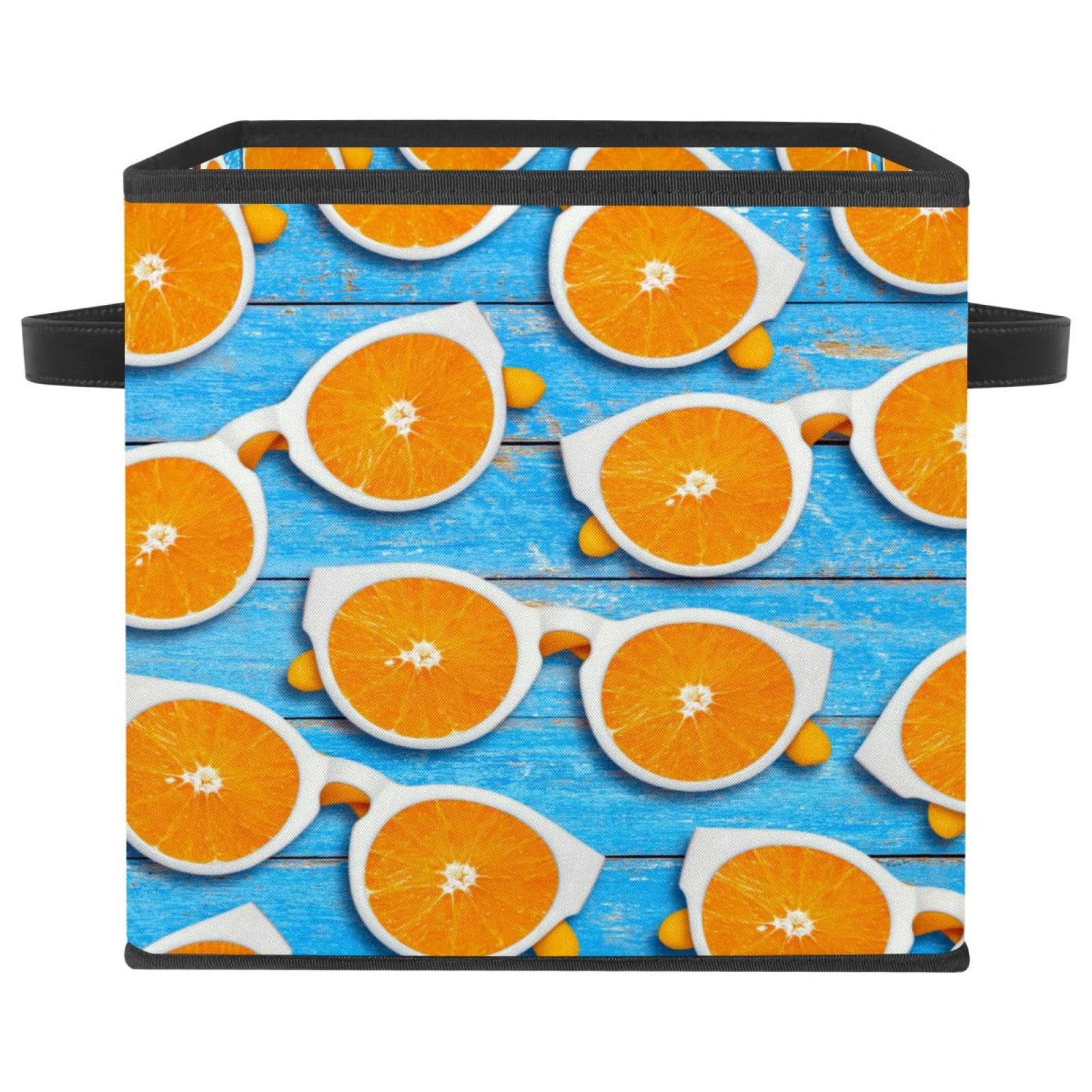 Boîte de rangement pliable orange en tissu cube pour placard et vêtements