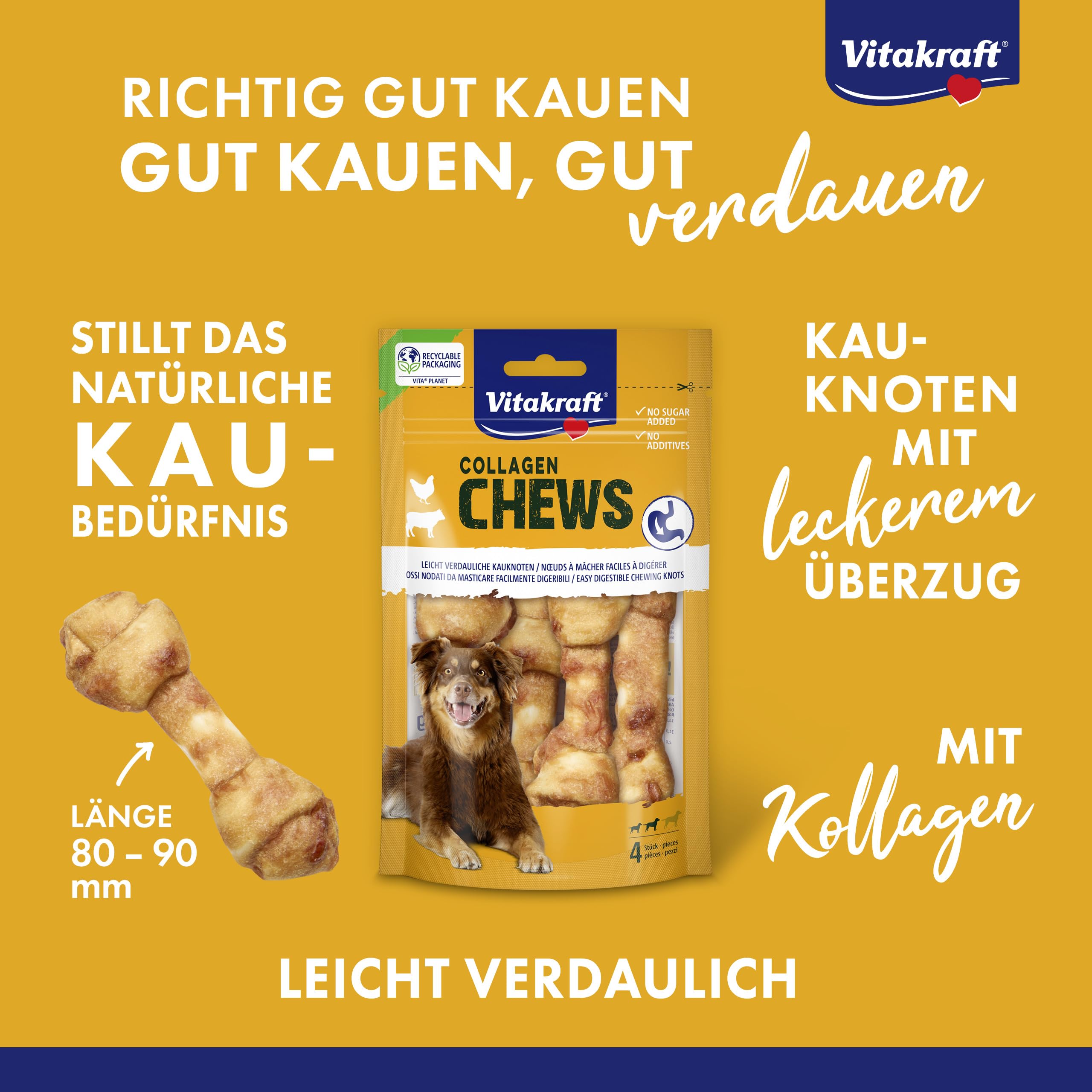Vitakraft Collage Chews masticatori per cani con collagene e pollo 80g