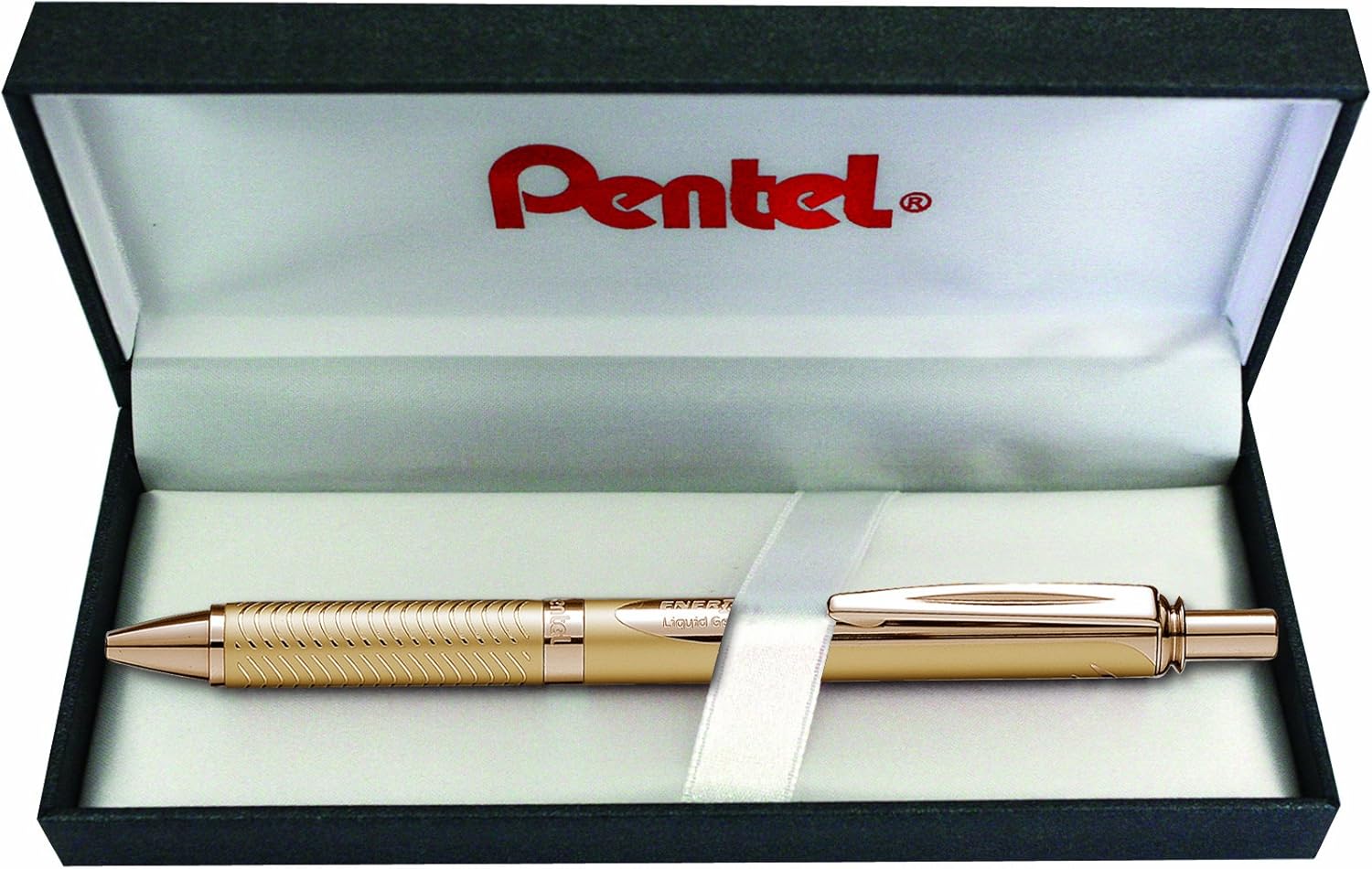 Pentel EnerGel Liquid-Gel Sterling BL407X-BOX Rollerball Pen with All-over Gold-coloured Casing Stroke Width 0.35 mm Ball Diameter 0.7 mm Black