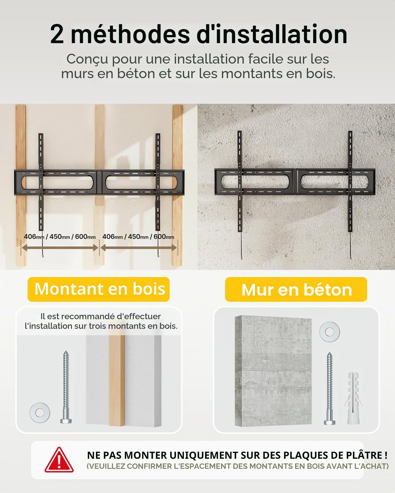 monTEK Support Mural TV Ultra Plat 37-140 Pouces, Robuste jusqu'à 136kg | Profil 30mm du Mur, Niveau à Bulle et Serre-Câbles, VESA Max 1200x800mm, Écrans Plats et Incurvés