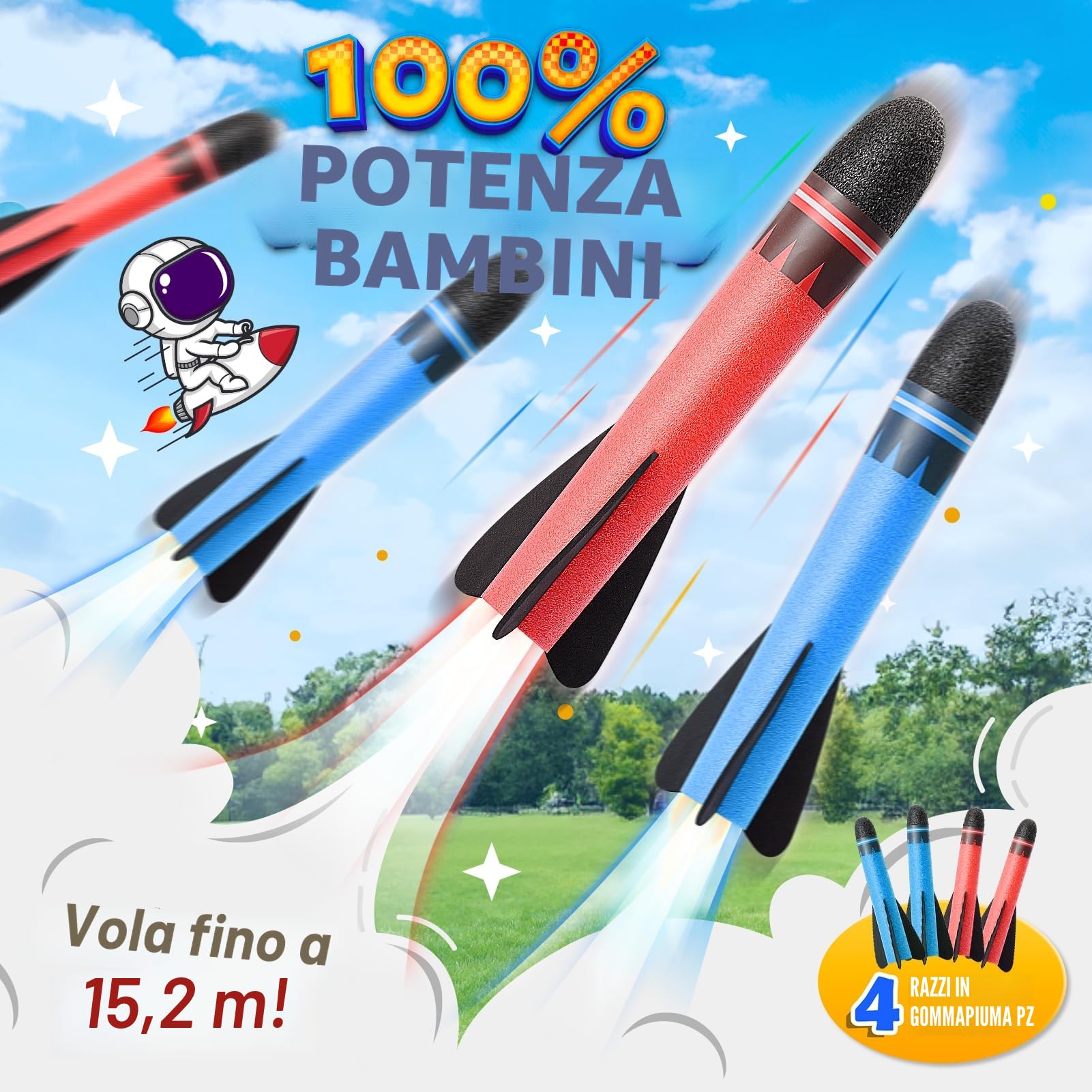 HappyGoLucky Giochi Bambini 3 4 5-8 Anni, Razzo Spaziale Giocattolo Regalo Bimba 4 5 6 7 8 Anni Giochi da Giardino per Bambini Regalo Bambino 5 6 7 8-10 Anni Maschio da Esterno per Bambini