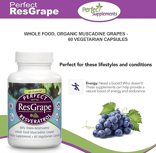 Miniatura 7 de Perfect Supplements Resveratrol Perfect ResGrape - 60 cápsulas vegetales - Trans-resveratrol y uva muscadina orgánica