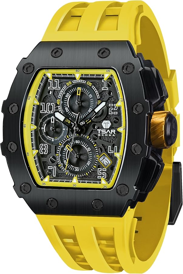 TSAR BOMBA クロノグラフ ラバーベルト時計 Amazon.com: TSAR BOMBA Watch for Men, Luxury Square Watch Japan