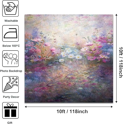 Miniatura 10 de Avezano Telón de fondo de pintura al óleo de flores silvestres acuarela margarita floral para fotografía retro flor bokeh recién nacido, baby