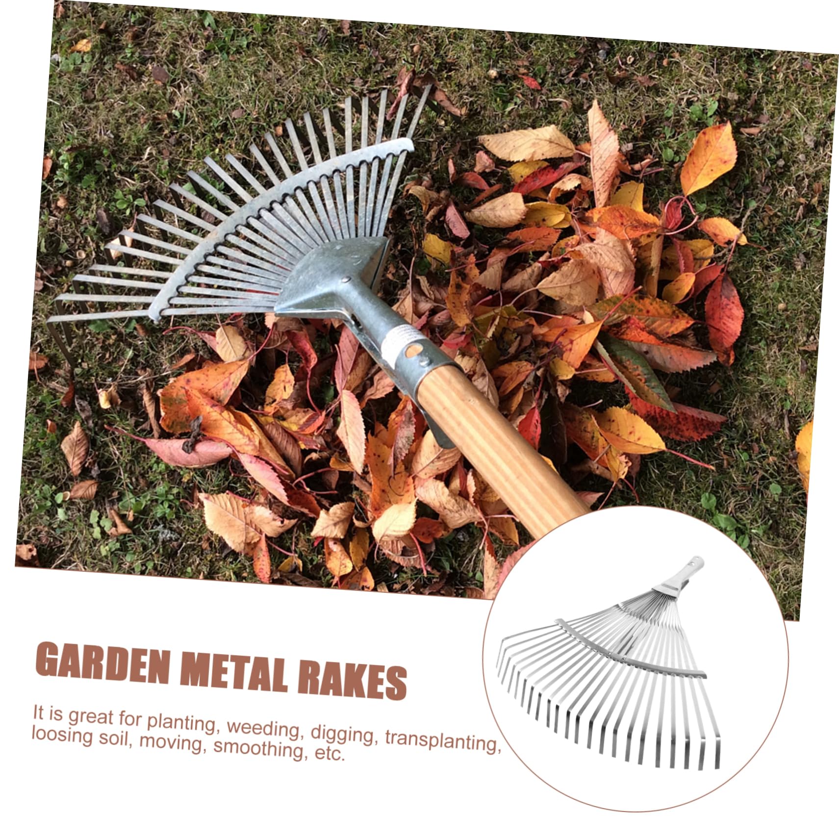 Rastrello da giardino in acciaio inox con manico estensibile, rastrello leggero e multifunzionale per giardinaggio efficiente e allentamento del terreno in spazi esterni