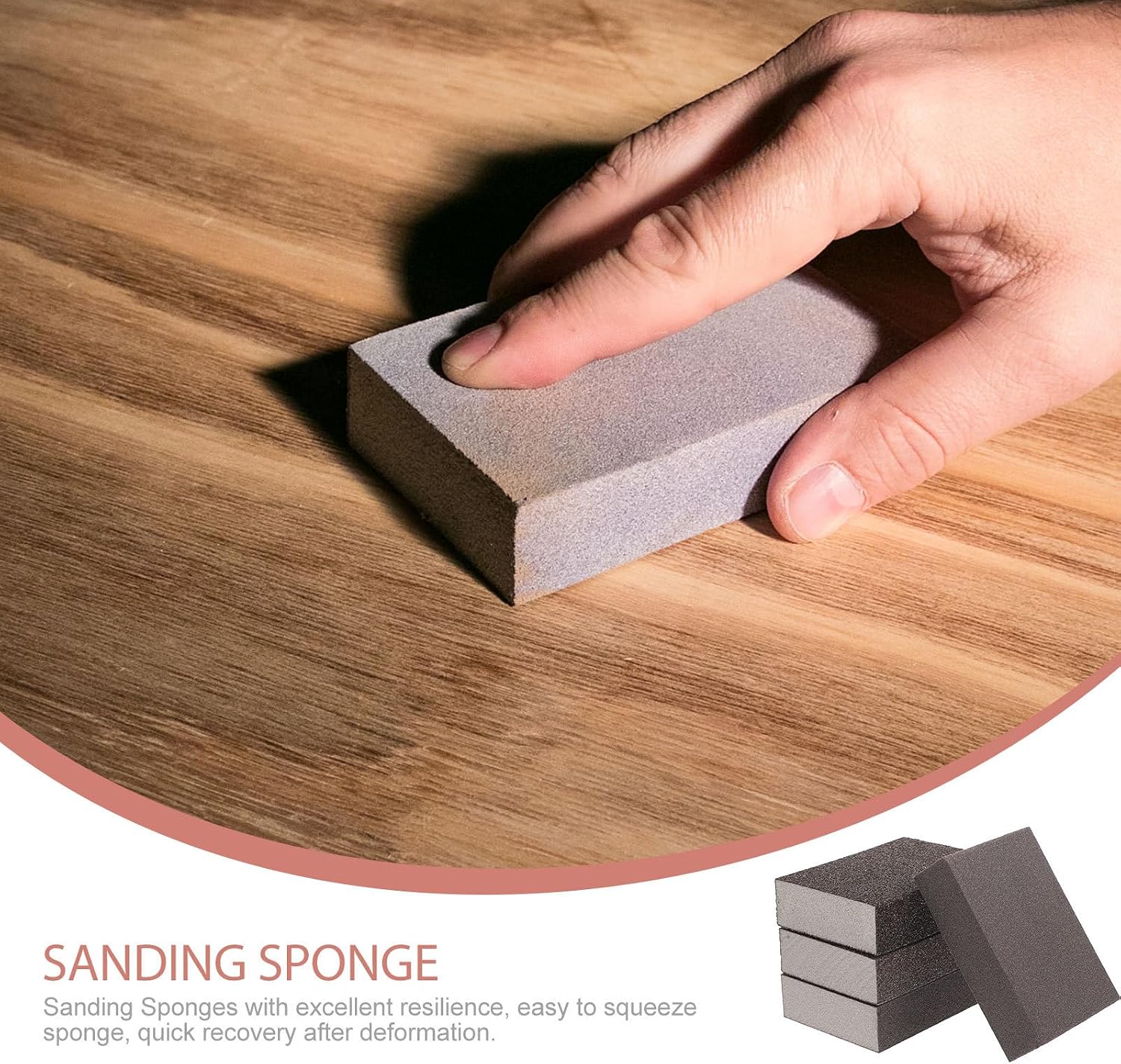 4pcs Elastic Grinding Sponge Blocks Woodworking Sanding Sponges High-Density Polishing Pads with 80, 120, 240, 500 Grits for Furniture and Model Craft Finishing