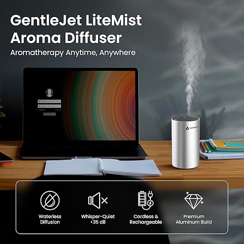 Miniatura 2 de LiteMist Difusor de aceite esencial sin agua, difusor de aceite de aromaterapia de aluminio, difusor de aroma USB-C recargable para el hogar,
