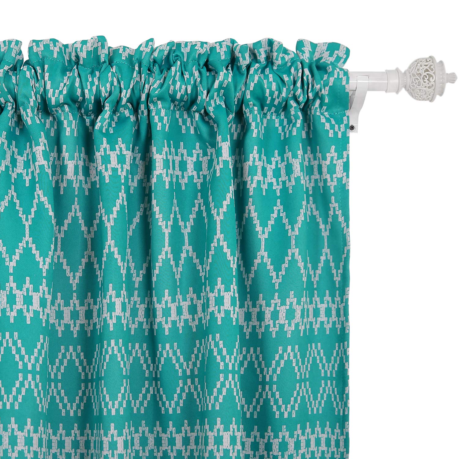Rideaux occultants pour chambre d'enfant turquoise motif dodécaèdre