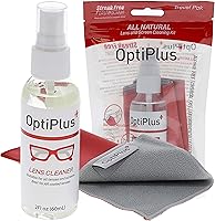 Vista 1 de OptiPlus Spray de limpieza de lentes totalmente natural y paño de microfibra de doble propósito Spray sin rayas para lentes, pantallas