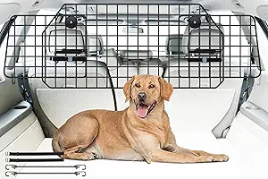 Gtongoko Dog Car Barriers for SUVs, Vehicles, Cars, & Trucks, Adjustable Heavy-Duty Wire Mesh Pet SUV Barriers Universal-Fit, Car Accessories Safety Travel, 2 Elastic Ropes Included