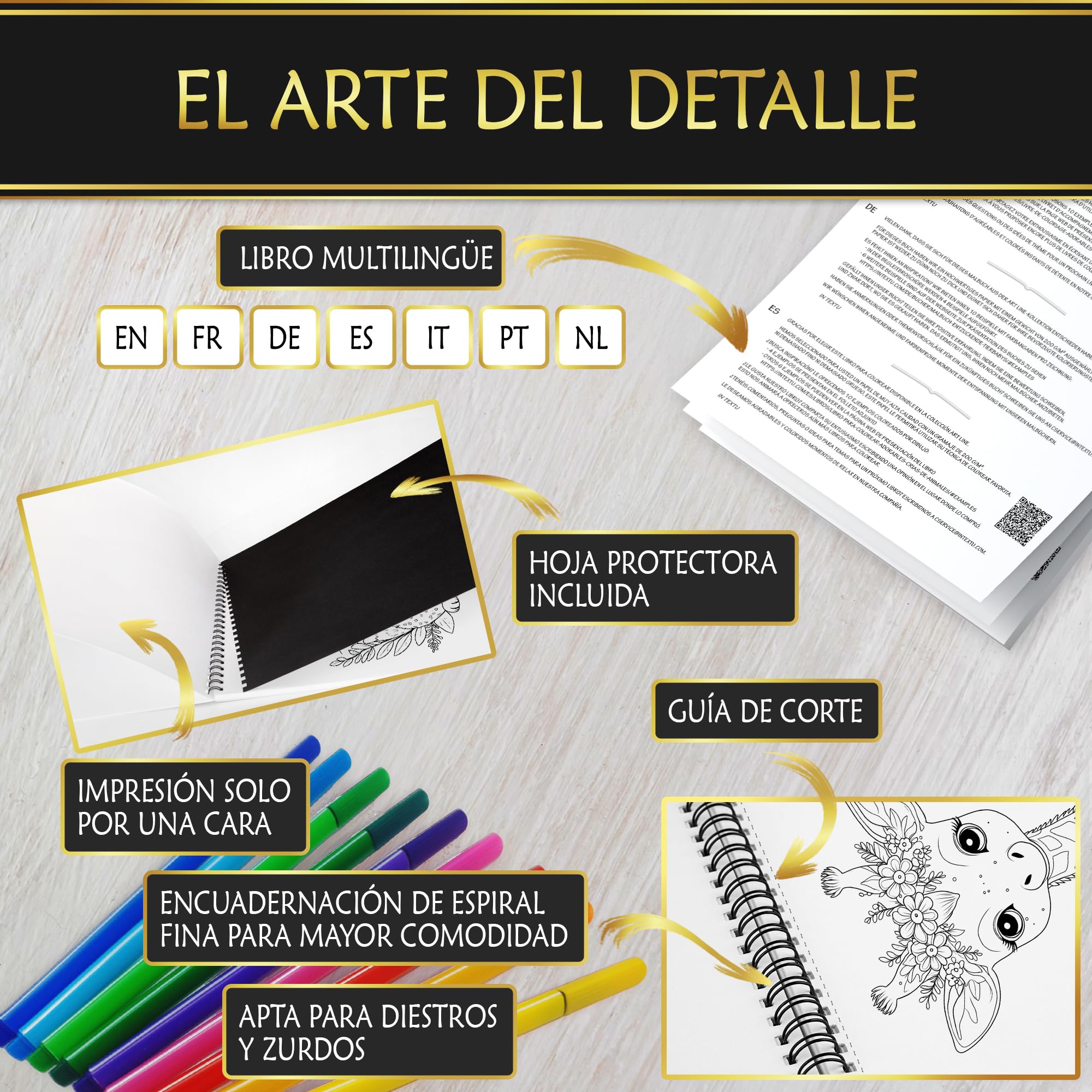 Adorables Crías de Animales Libro de Colorear para Adultos y Adolescentes Papel Premium 200 g/m² Encuadernación en Espiral