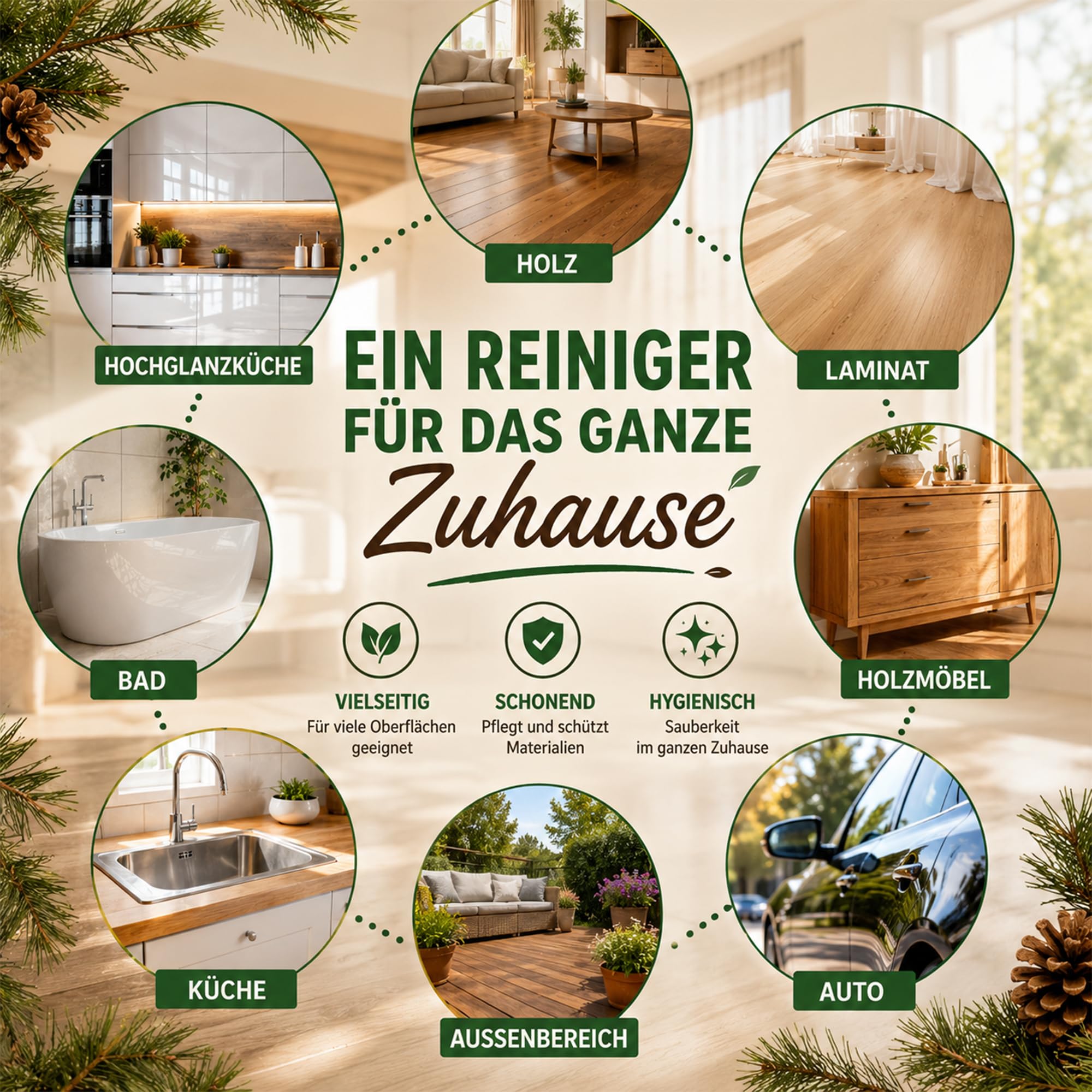 Pastaclean® Pinienöl Reiniger Konzentrat 2x 1 Liter + 1 Mischflasche | Allzweckreiniger Universalreiniger | Reinigen mit der Kraft der Pinie