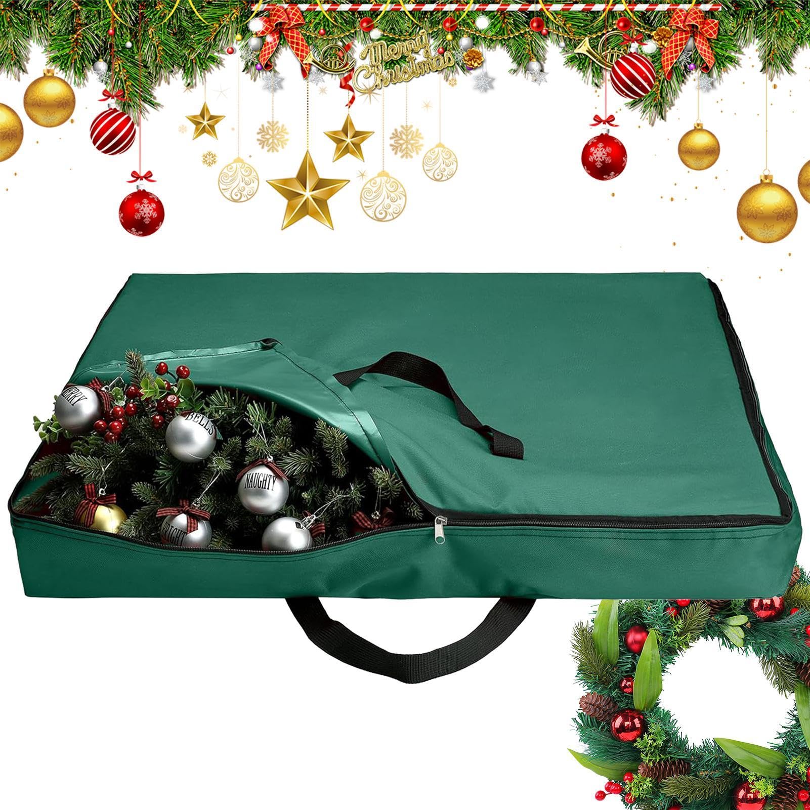 Sac pour couronne de Noël 30 pouces et grand organisateur de garage en tissu