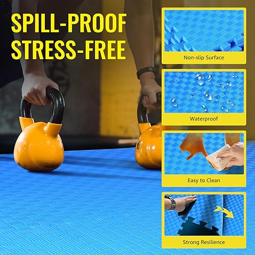 Miniatura 43 de Hulkfit Tapete de ejercicio de rompecabezas con alfombrilla de espuma EVA entrelazadas para el gimnasio en casa, tapetes para piso de garaje