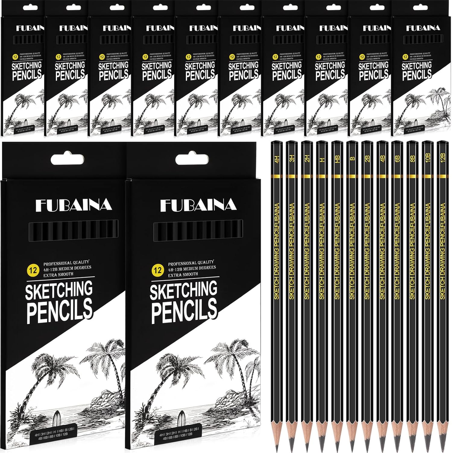 360 Pcs Drawing Sketching Pencil Set Professional (12b - 4h) Graphite Charcoal Gift Bulk for Artists Beginners, Pro Artists, Drawing Art, Sketching