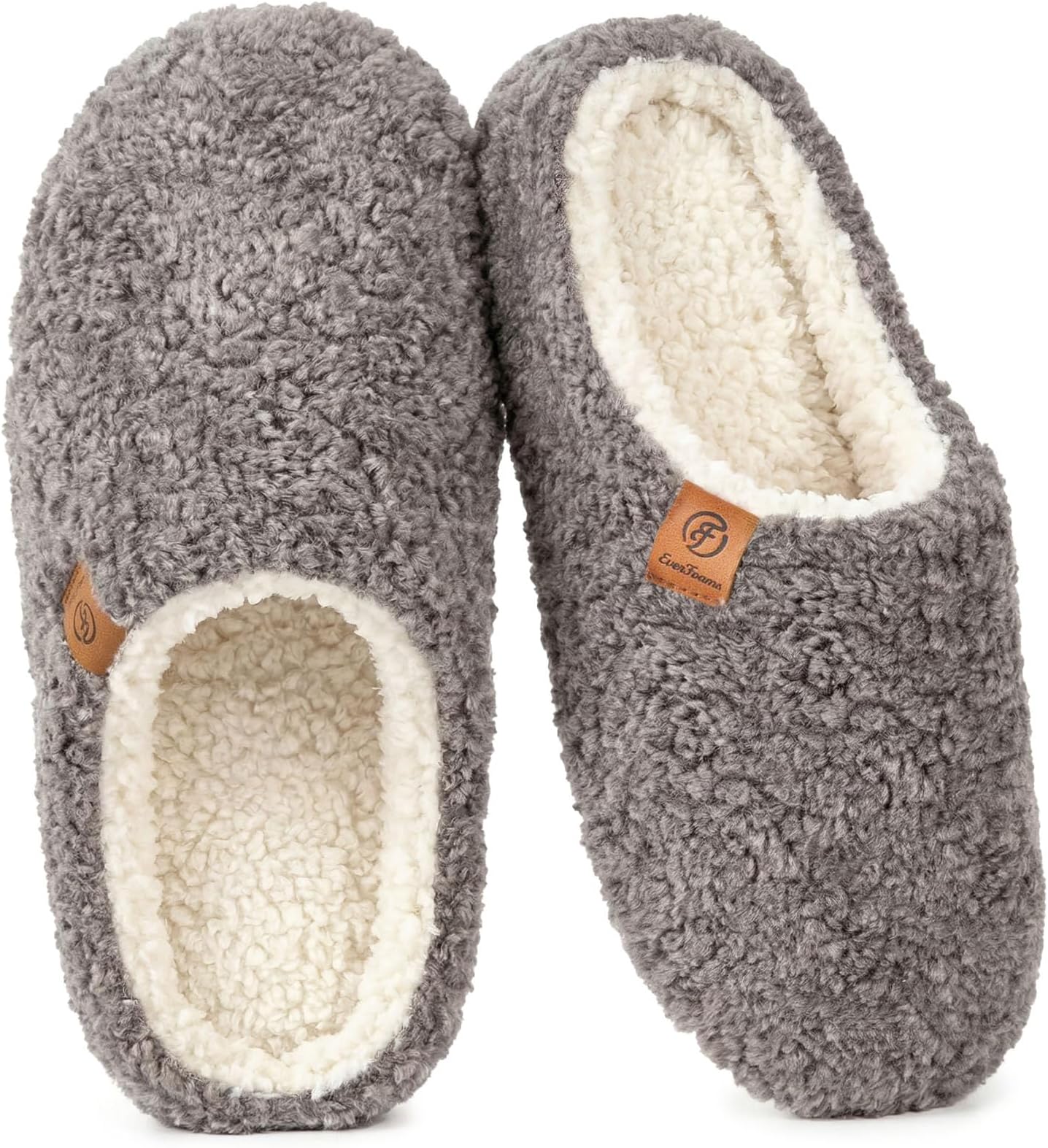 EverFoams Women's Fuzzy Slip-on Slippers Soft Comfy Memory Foam Indoor House Shoes