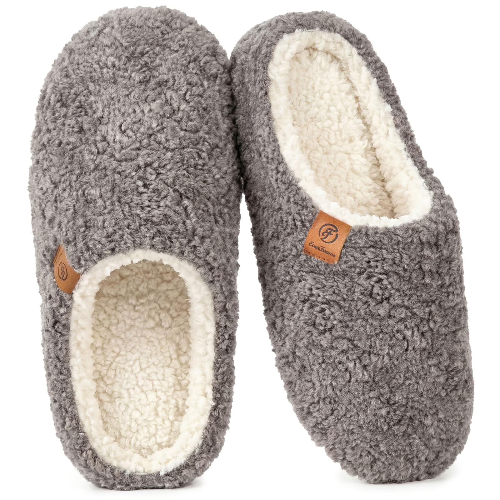 Women's Fuzzy Slip-on Slippers Soft Comfy Memory Foam Indoor House Shoes