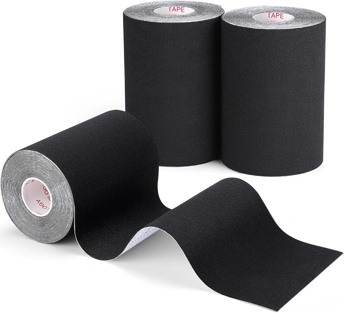 Paquete de 3 cintas de kinesiología anchas, cinta atlética de 4 pulgadas x 5,5 yardas, negra | Impermeable y resistente al sudor | Algodón transpirable sin látex | Para hombro, rodilla | Deportes en forma, entrenamientos y entrenamiento activo