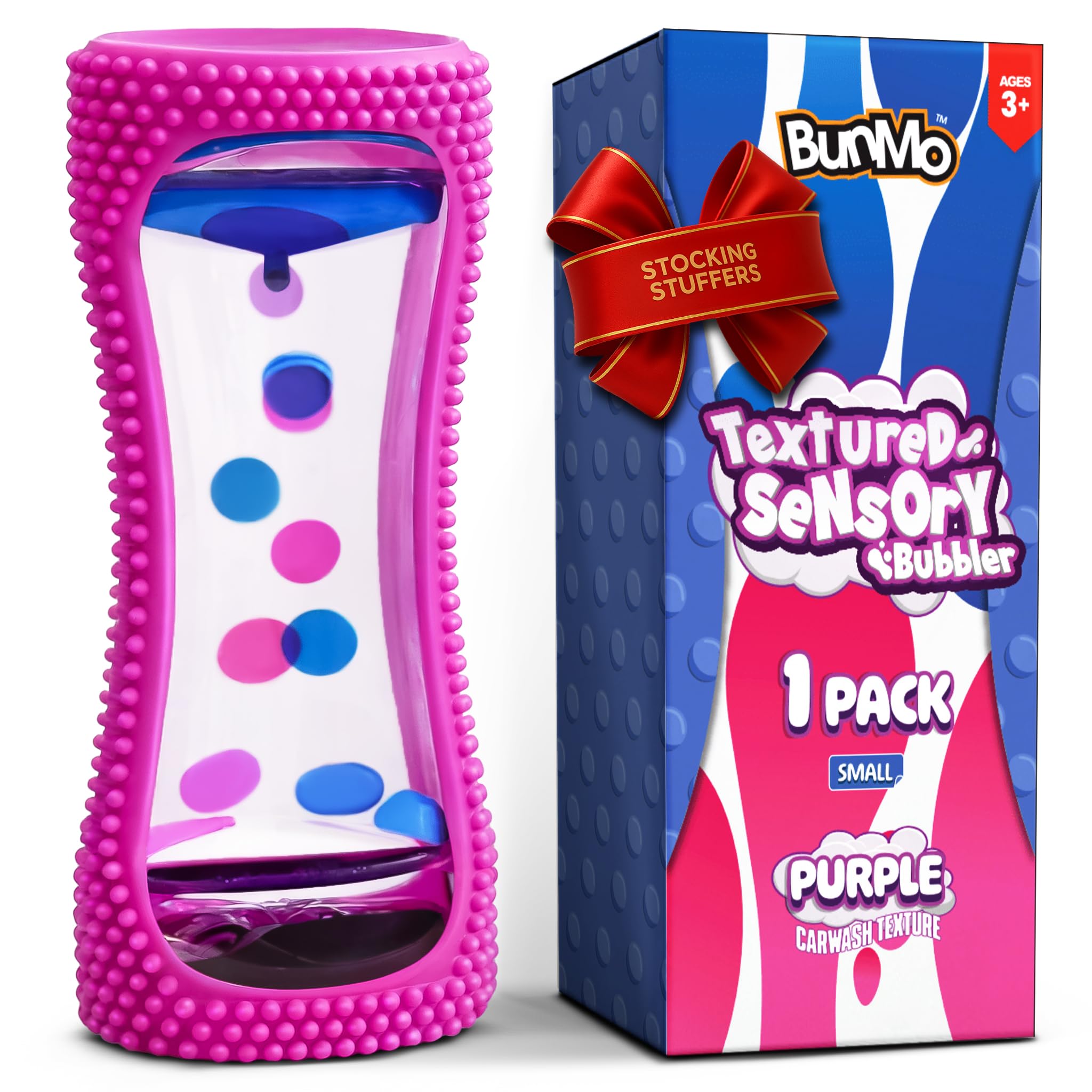 BUNMO Liquid Motion Bubbler Sensory Toys - Sensory Stocking Stuffers for Kids - Liquid Timer for Kids - Colorful Bubble Fidget Timer for Desk & Travel - Purple