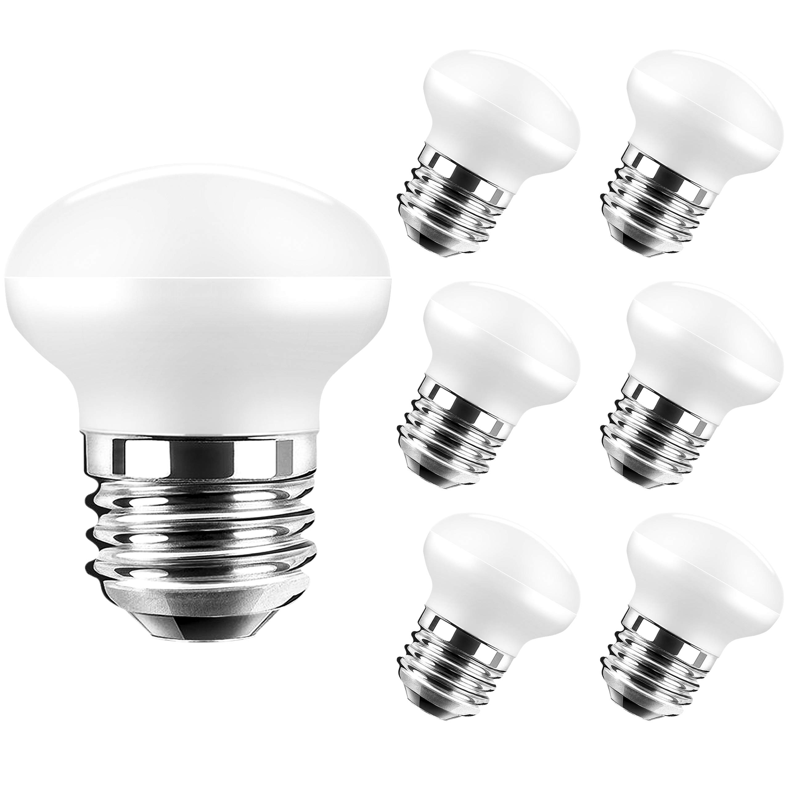R14 LED Bulb, Mini Reflector Floodlight Light Bulbs, 40W Equivalent, 5000K Daylight, Flicker-Free, 3W 300 Lumens, Non-Dimmable, E26 Base, Pack of 6 - Curio Cabinet Light Bulb, Short Light Bulbs