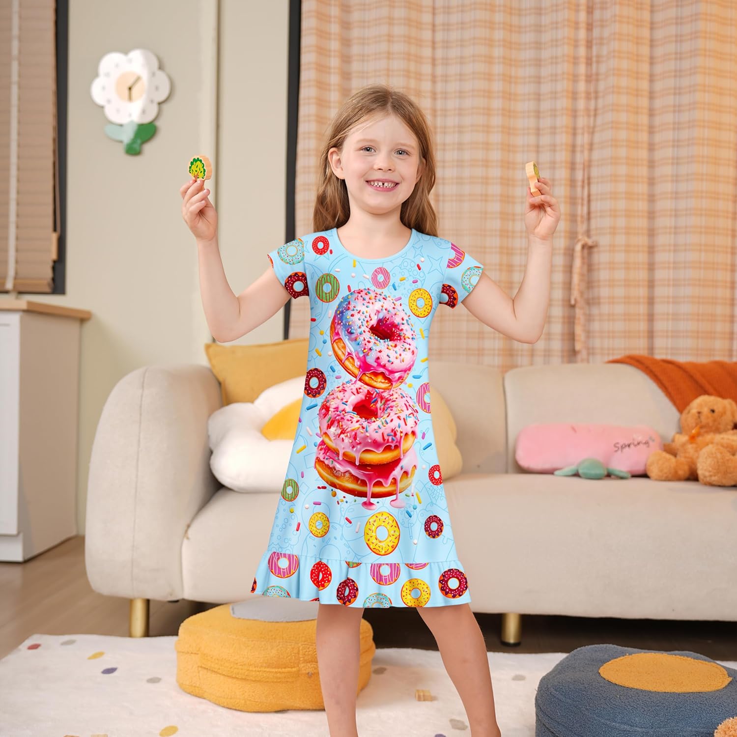 LQSZ Girls Nightgown Casual Dress Sleepwear 3-10 Years Pajamas Nightgowns for Little Girls - Image 3