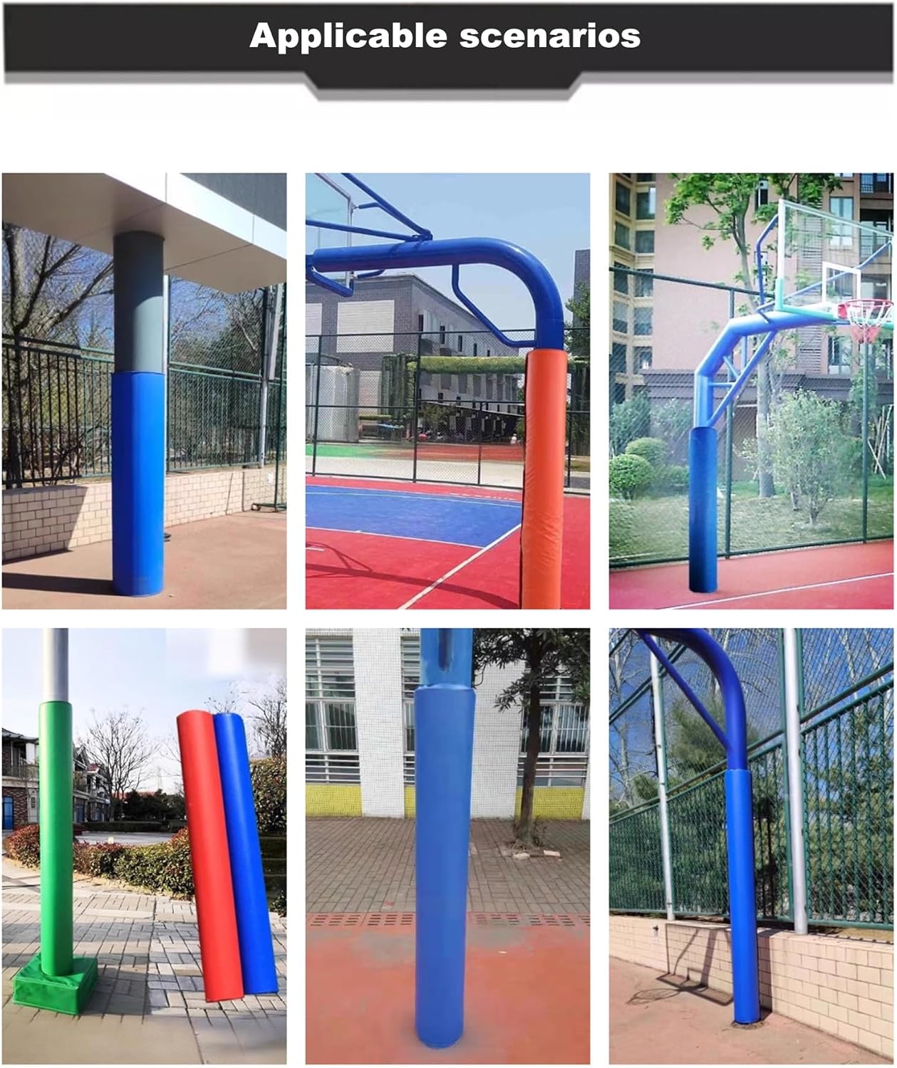 Basketball Hoop Padding for Pole, Basketball Pole Padding Outdoor Round, 6ft Tall Pole Pads and Column Pads for Playground Gym and Basketball Hoop