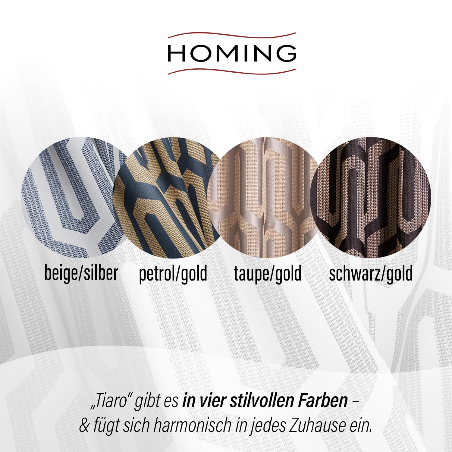Homing Vorhang Tiaro | Petrol Gold | geometrisch Gemustert | Luxus modern | Schlafzimmer