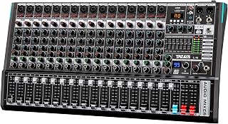 TKLBLS L16 Professional 16-Channel DJ Mixer with 99 DSP Effects, Bluetooth, USB Interface, 48V Phantom Power & 7-Band EQ for Karaoke Studio