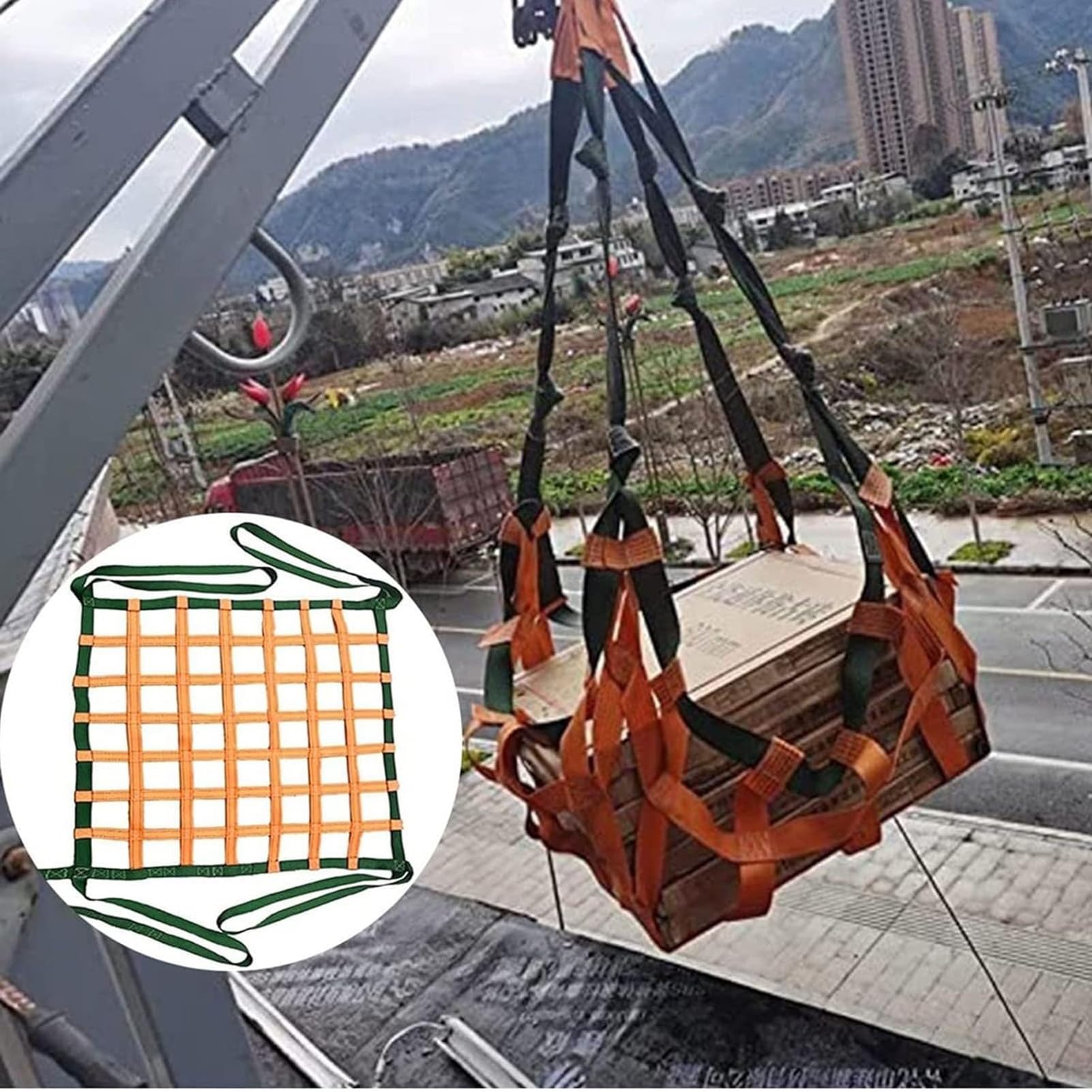 Red de Carga Colgante Duradera para elevación, Red de elevación de Eslinga de poliéster Resistente y Fuerte, para un manejo Seguro de Materiales. Resistente al desgarro(2 X 2M/Mesh/15cm/Load 2.5t)