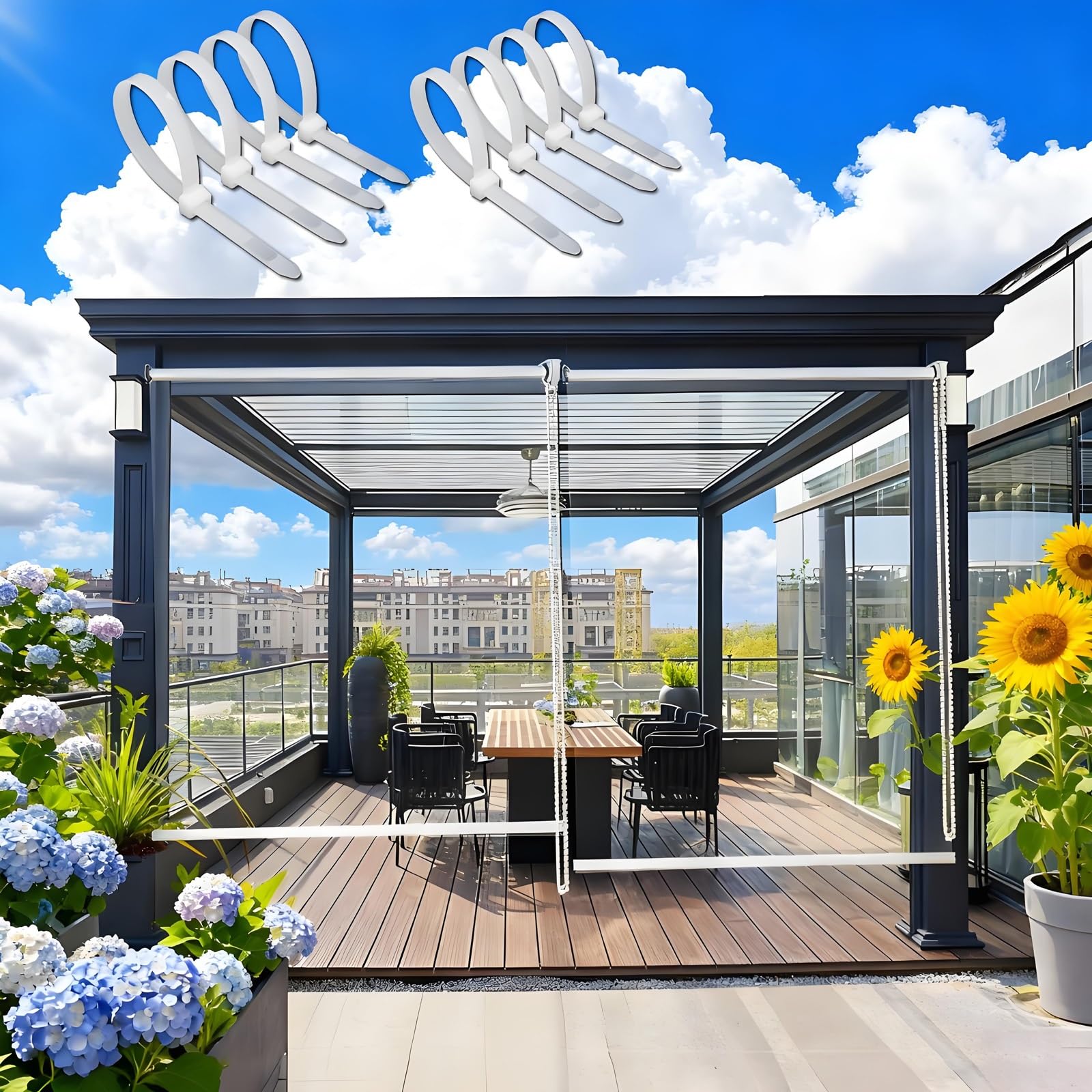 Cortina Enrollable Transparente de PVC - Estores Enrollables Impermeable - para Terraza, Jardín, Balcón, Pérgola, Ventanas Y Puertas - Persianas Cubierta de Vinilo Protectora(W200xH230cm)