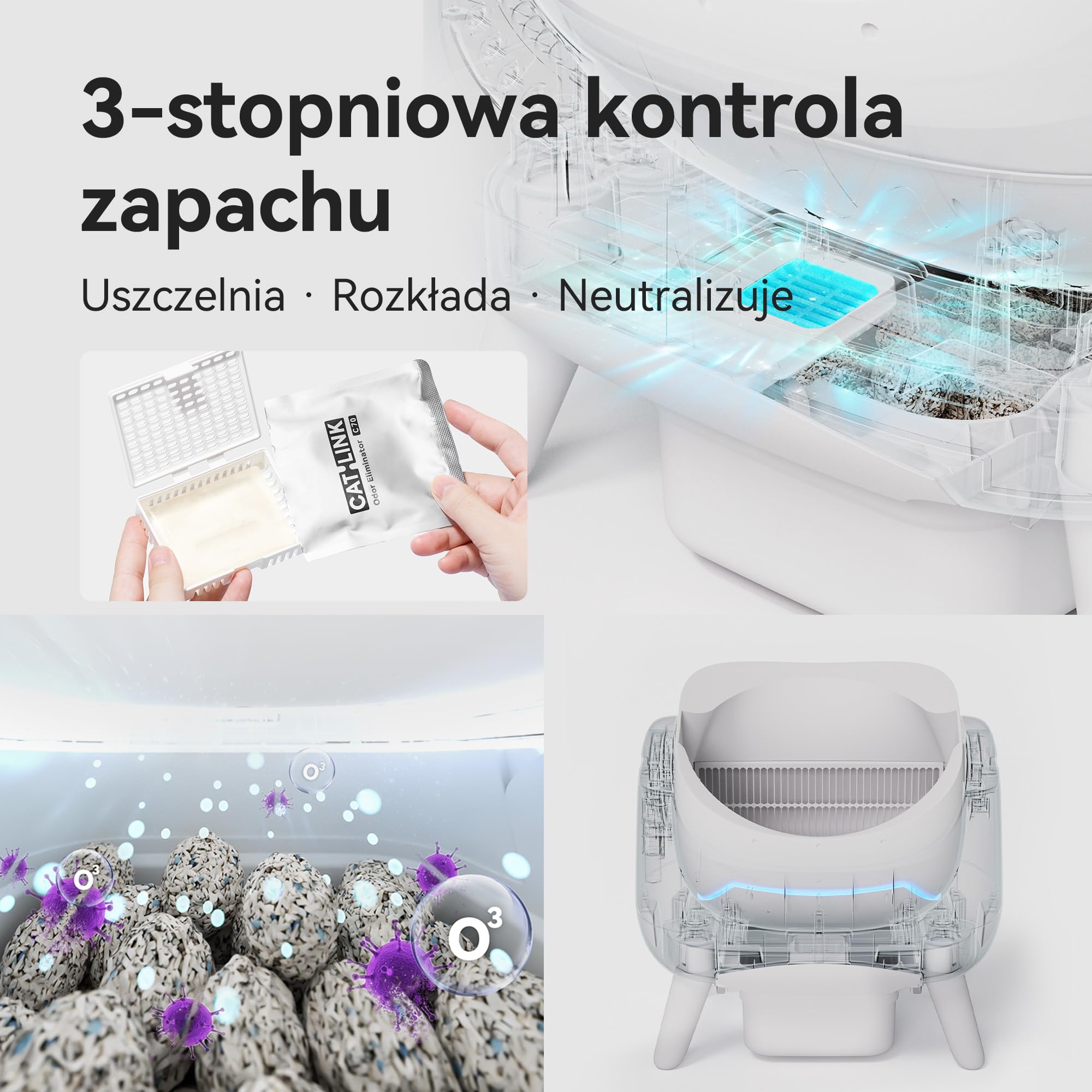 CATLINK Samooczyszczająca Kuweta dla Kota, Automatyczna Kuweta z Otwartym Wierzchem, Łączność 5G Wi-Fi, Duża Pojemność 12L, Idealna dla Gospodarstw Wielokotnych (Biały)