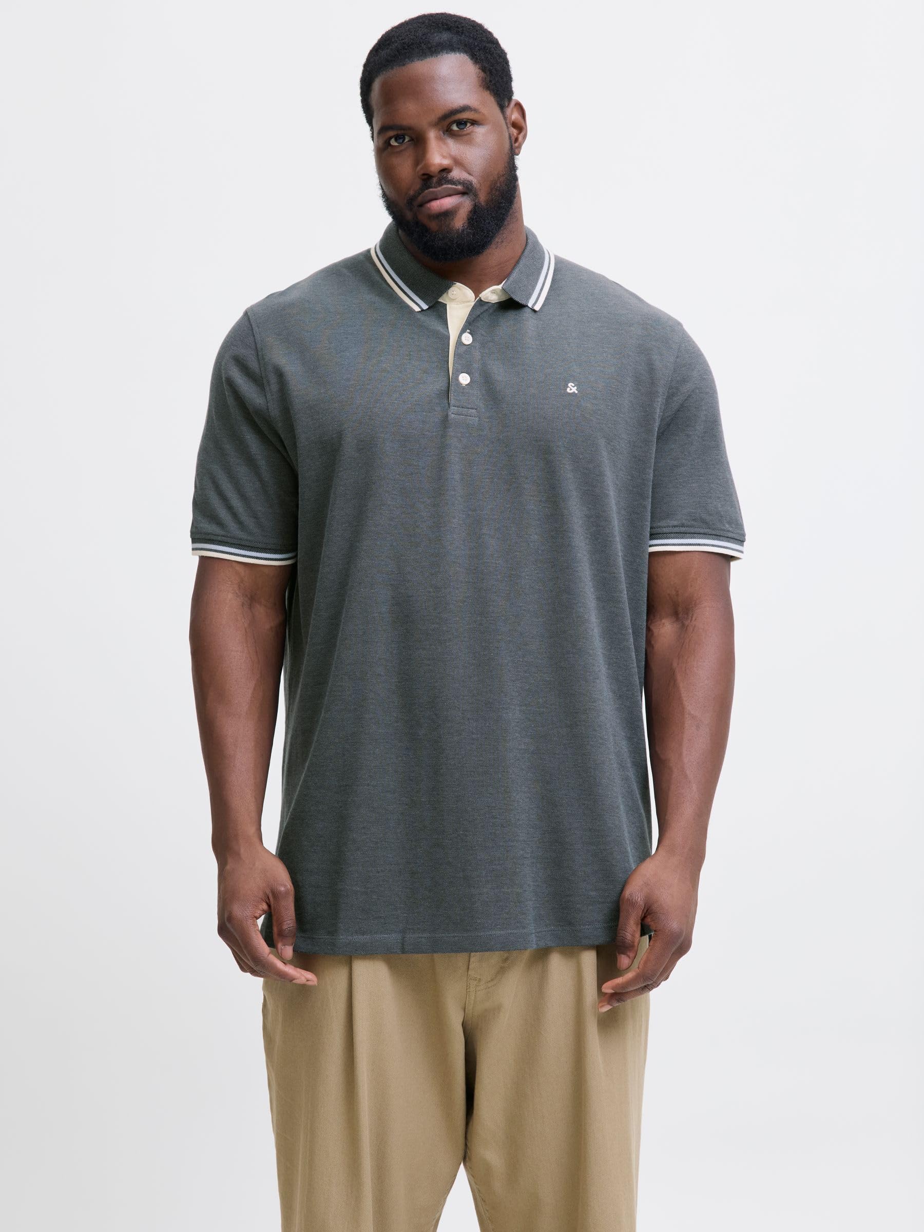 JACK&JONES PLUS JJEPAULOS Polo SS NOOS PLS, Deep Teal/Szczegóły: neonowy, 6XL