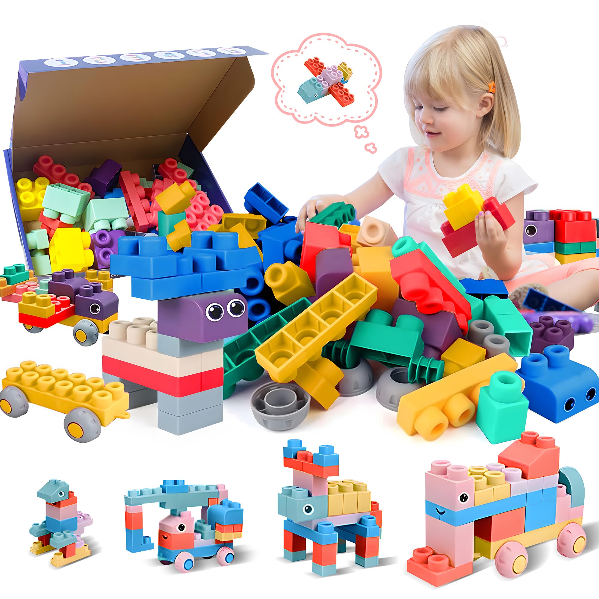 Soft Building Blocks for Toddlers, Large Building Blocks Stacking Blocks for Babies 6 Months and Up Stem Toddler Gifts, Teething Toys, 40 PCS