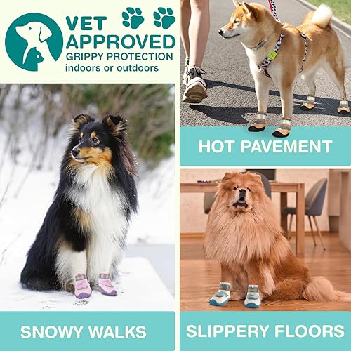 Miniatura 4 de Petanim - Botas de invierno para perros grandes, zapatos impermeables para perros medianos, botas y protectores de patas, botas de nieve para perros