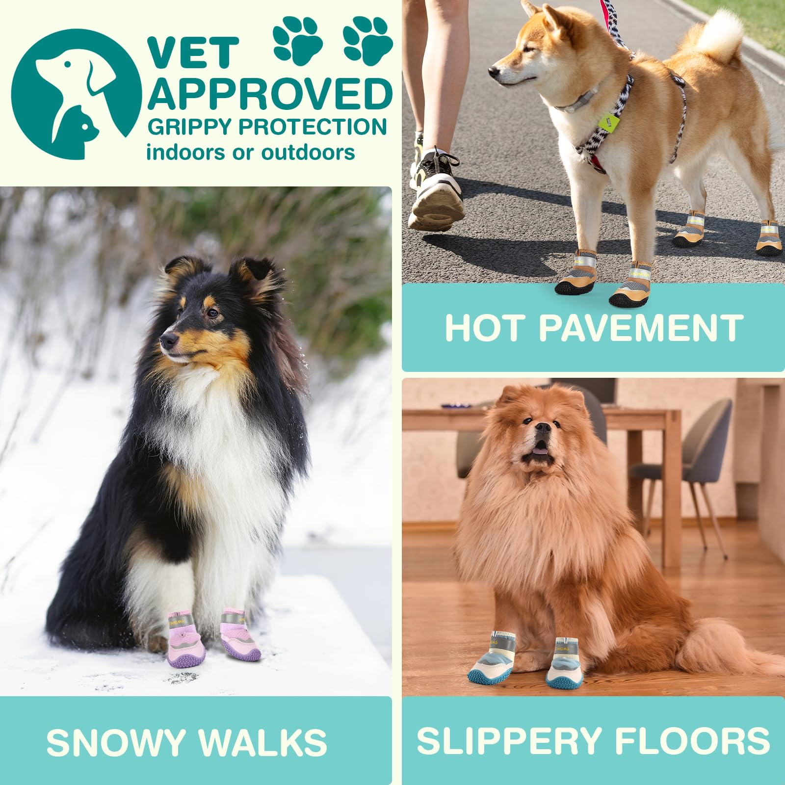 Petanims Chaussures pour Chiens de Petite Taille, Bottes et Protections de Pattes pour Les Jours d'hiver enneigés, Semelles antidérapantes imperméables pour Chien, Taille 1