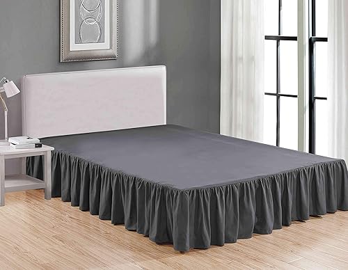 Rodapié de tela de lujo de calidad de hotel para dormitorio, resistente al polvo, a las arrugas y a la decoloración, falda de cama de 14 pulgadas de