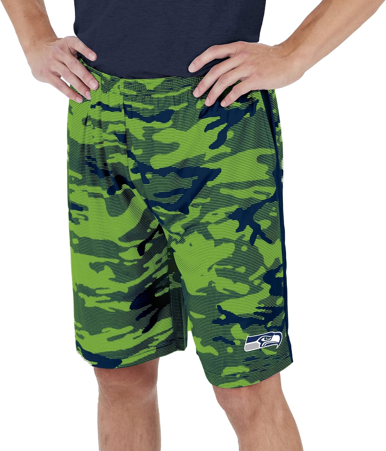 Zubaz NFL Men's Lightweight Shorts with Camo Lines and Team Logo