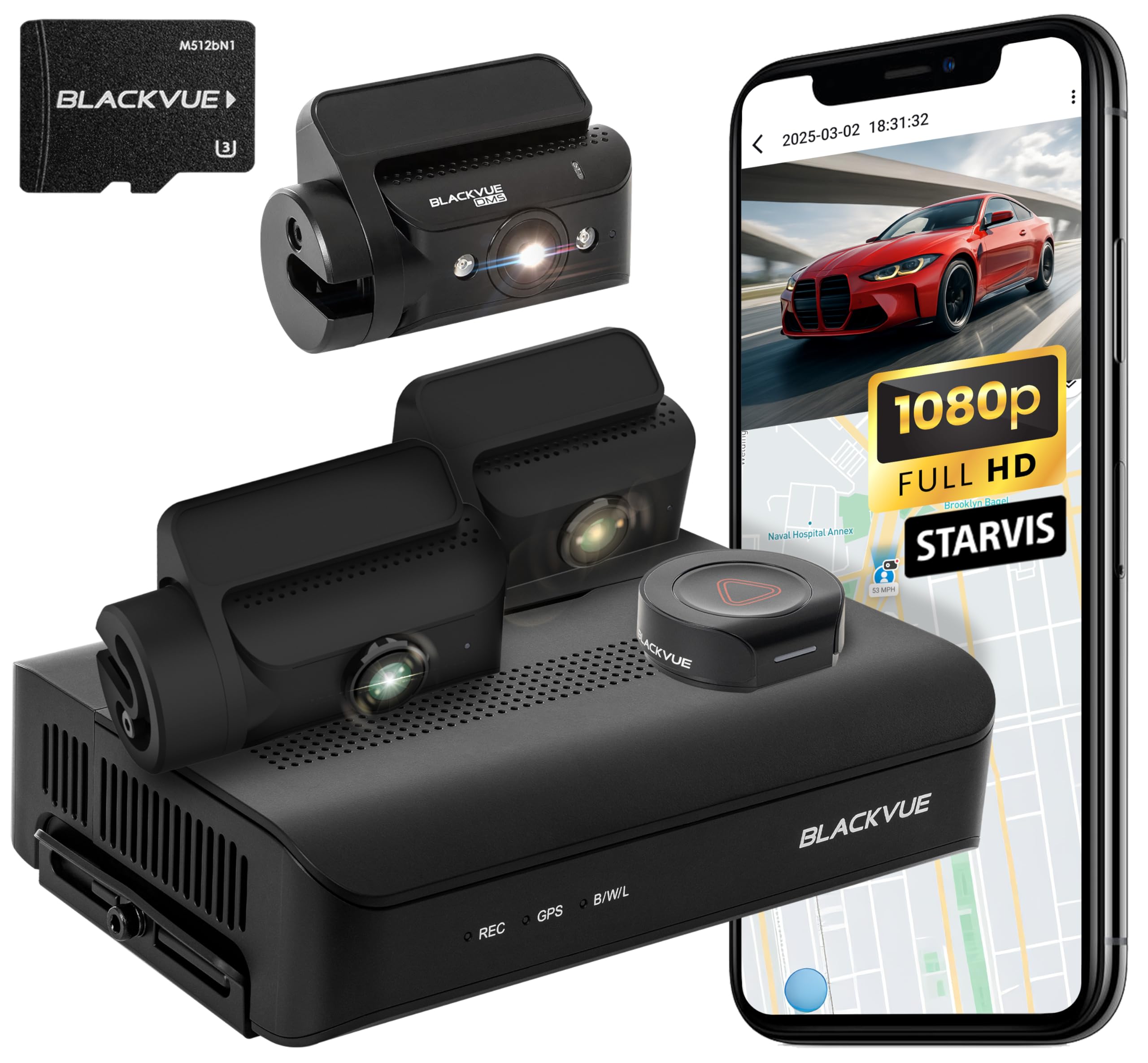 BlackVue DR770X Box-3CH DMS Pro 128GB Dash Cam - 3 Channel Dash Cam and Secure Recording Box Front
