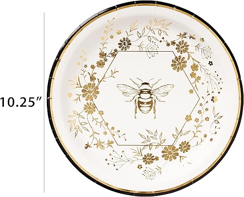 Miniatura 5 de C.R. Gibson Honeycomb Hive - Platos de almuerzo de lámina dorada, 8 unidades (TW13-25361), medianos