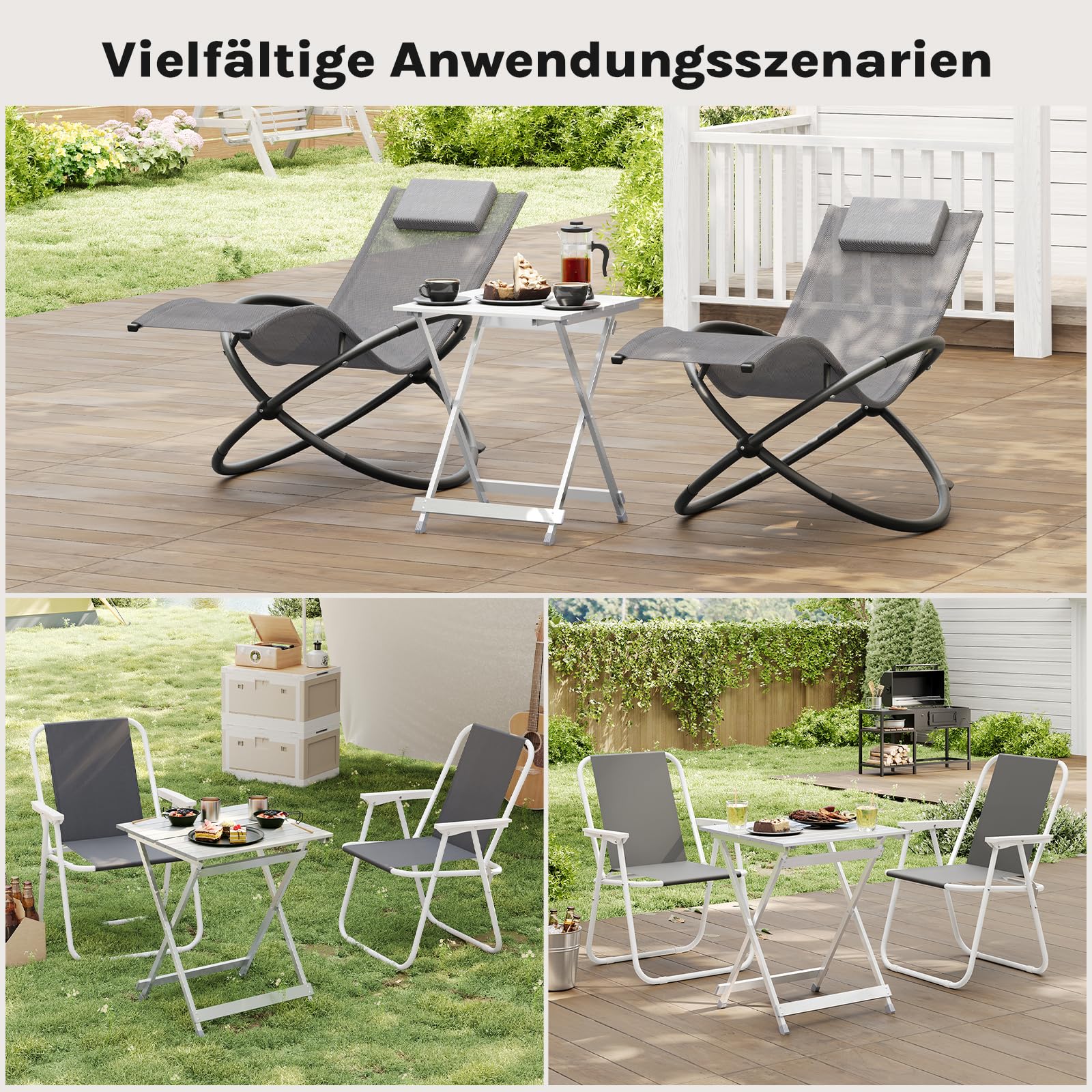 WOLTU Campingtisch klappbar, Gartentisch aus Aluminium, Balkontisch Klapptisch Beistelltisch für Garten Terrasse Balkon, 50.5 x 59.5 x 47 cm (B x H x T), Silber