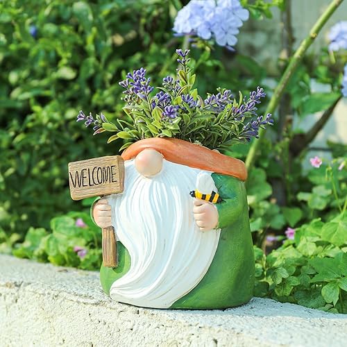 Miniatura 20 de Maceta de cerámica de 6 pulgadas, macetas para interiores y exteriores, macetas para suculentas, maceta de mediados de siglo, gnomos azules de Gnomo