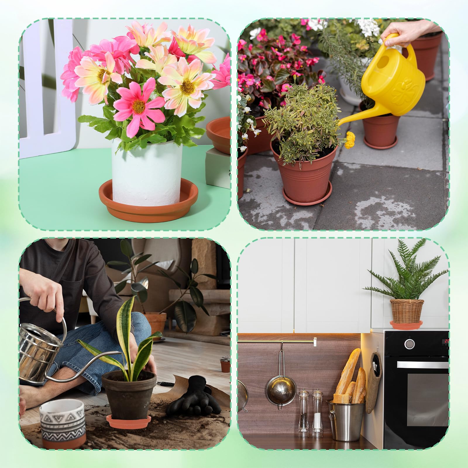 MAQUITA Blumentopfuntersetzer aus Terrakotta, 11,4 cm, langlebige und dickere Pflanzschalen, Untersetzer aus rotem Ton für Innen- und Außenbereich, 12 Stück